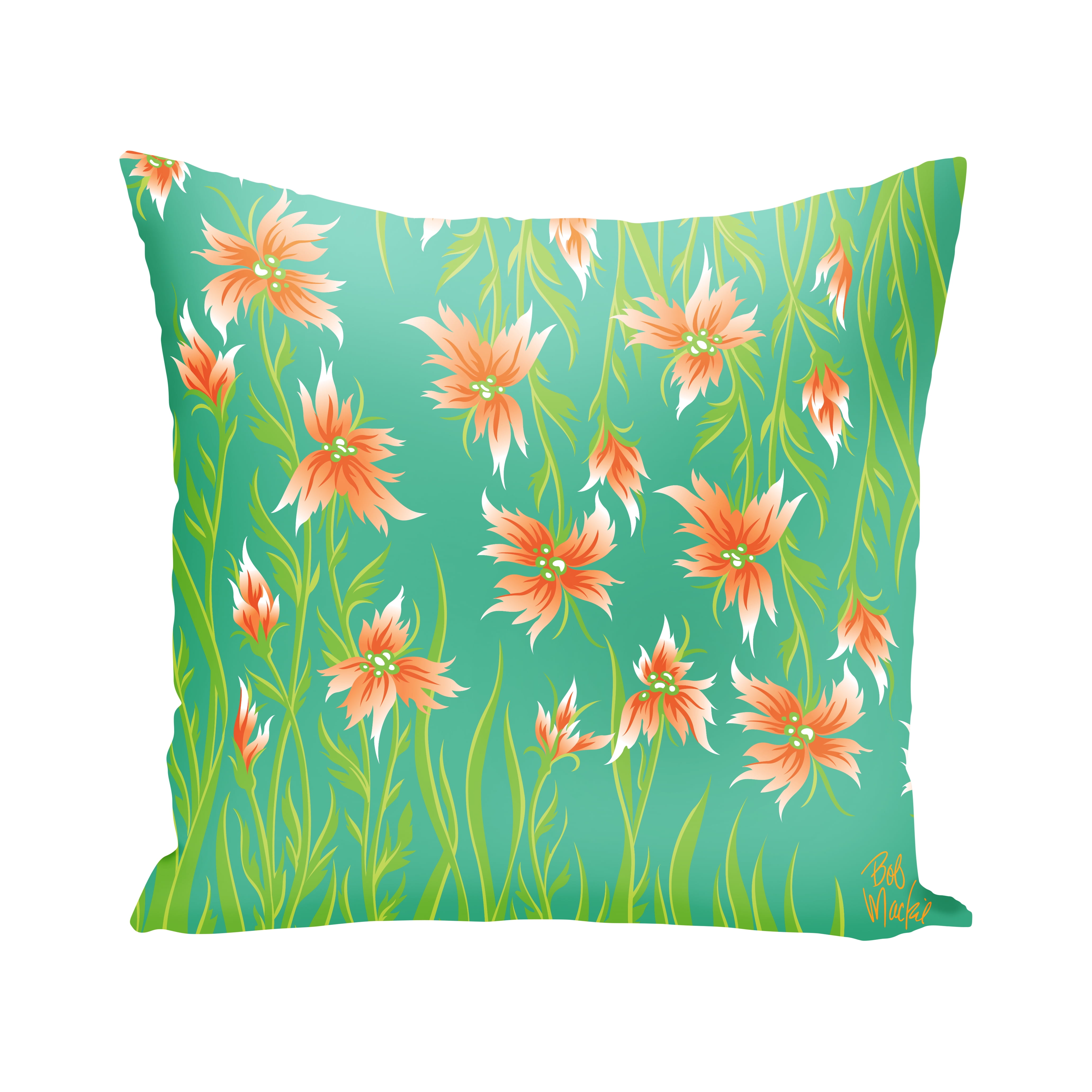 Floral Aqua 14"x14" Indoor Decorative Throw Pillow - Walmart.com