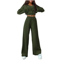 3 Piece Sets for Women Knitted Lounge Sets for Women Winter Casual Solid Comfy Knit Ribbed Cropped Top and Drawstring Wide Leg Pant Matching Sets Sweater Outfit Sets Holiday