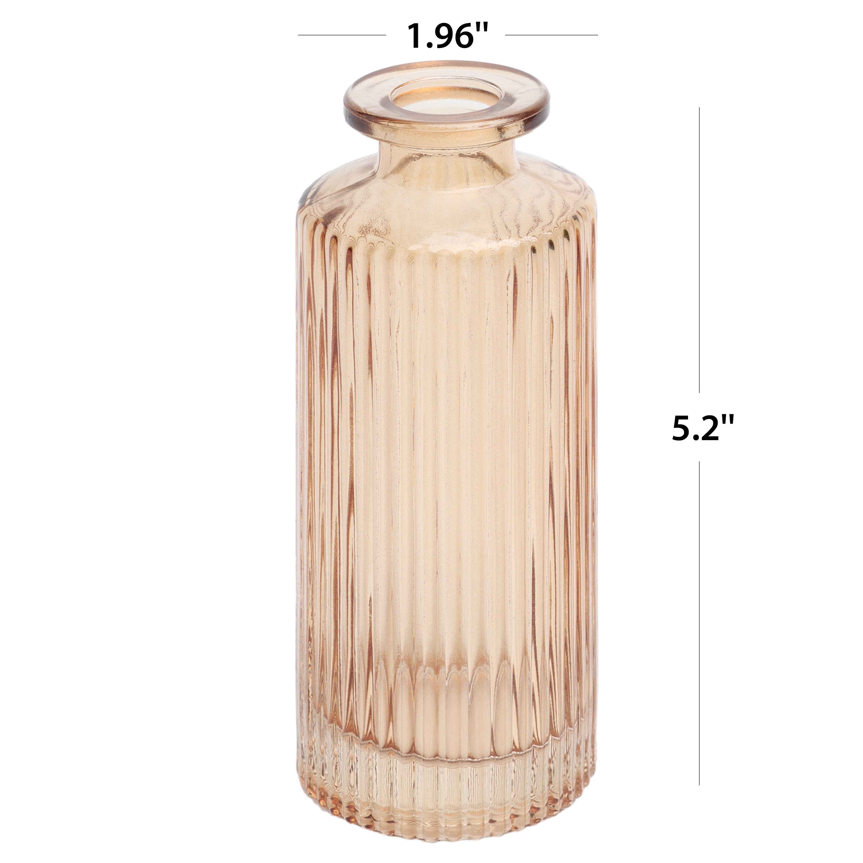 Mainstays Mini Ribbed Translucent Glass Tabletop Indoor Vase, 5.2", Champagne