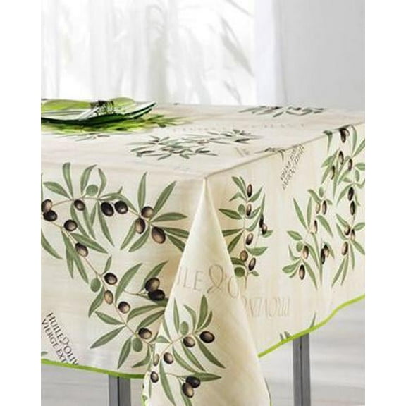Provence Olive Beige100% Polyester, Stain Resistant Tablecloth 51 x 59 inch