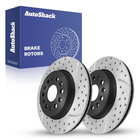 AutoShack Rear Brake Rotors for Chevrolet & GMC, Traverse 2018-2025 Acadia 2017-2023, 2025, 4WD AWD FWD L4 2.0L 2.5L V6 3.6L - E-Coated Drilled & Slotted - ShadowGuard - 12.4" (315 mm), 6 6-Lug
