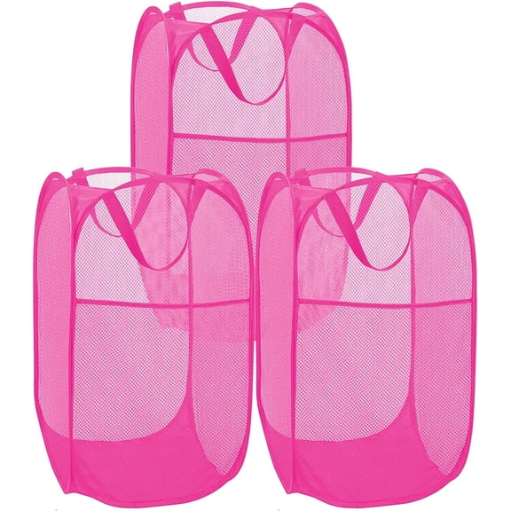 1/2/3 Pack Deluxe Strong Mesh Pop up Laundry Hamper Basket with Side Pocket for Laundry Room, Bathroom, Kids Room, College Dorm or Travel