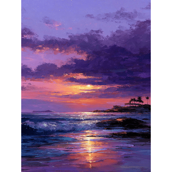 Qisvanset Sunset Beach Canvas Wall Art 15.75x11.81 Inches