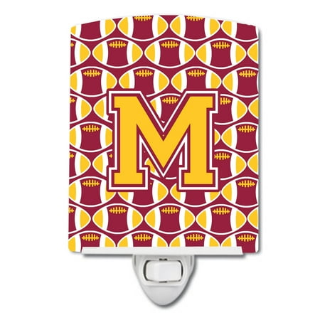 

Caroline s Treasures CJ1081-MCNL Letter M Football Maroon and Gold Ceramic Night Light 6x4x3 multicolor