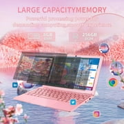 10.1-inch Portable Mini Pink Laptop Computer, DDR4 8GB RAM, 256GB SSD, Celeron N4000, Built-in Webcam, Notebook With WiFi, HDMI, Bluetooth, Type-C Charging, Easy to Carry