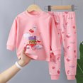 thumbnail image 2 of NOLDARES Little Child Boys Pajamas Long Sleeve Crew Neck Cartoon Printing Top and Pants PJ Set Sleepwear Boys Outfits Sets,Watermelon Red,5-6 Y, 2 of 5