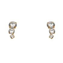 14k Yellow Gold Graduating Triple Cubic Zirconia Screw Earrings Stud Earring for Women