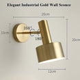 thumbnail image 5 of Aplique de pared interior E27 dorado moderno - Lámpara de pared creativa - Brazo oscilante ajustable con pantalla para dormitorio, pasillo, escalera - Estilo industrial simple, 5 of 5