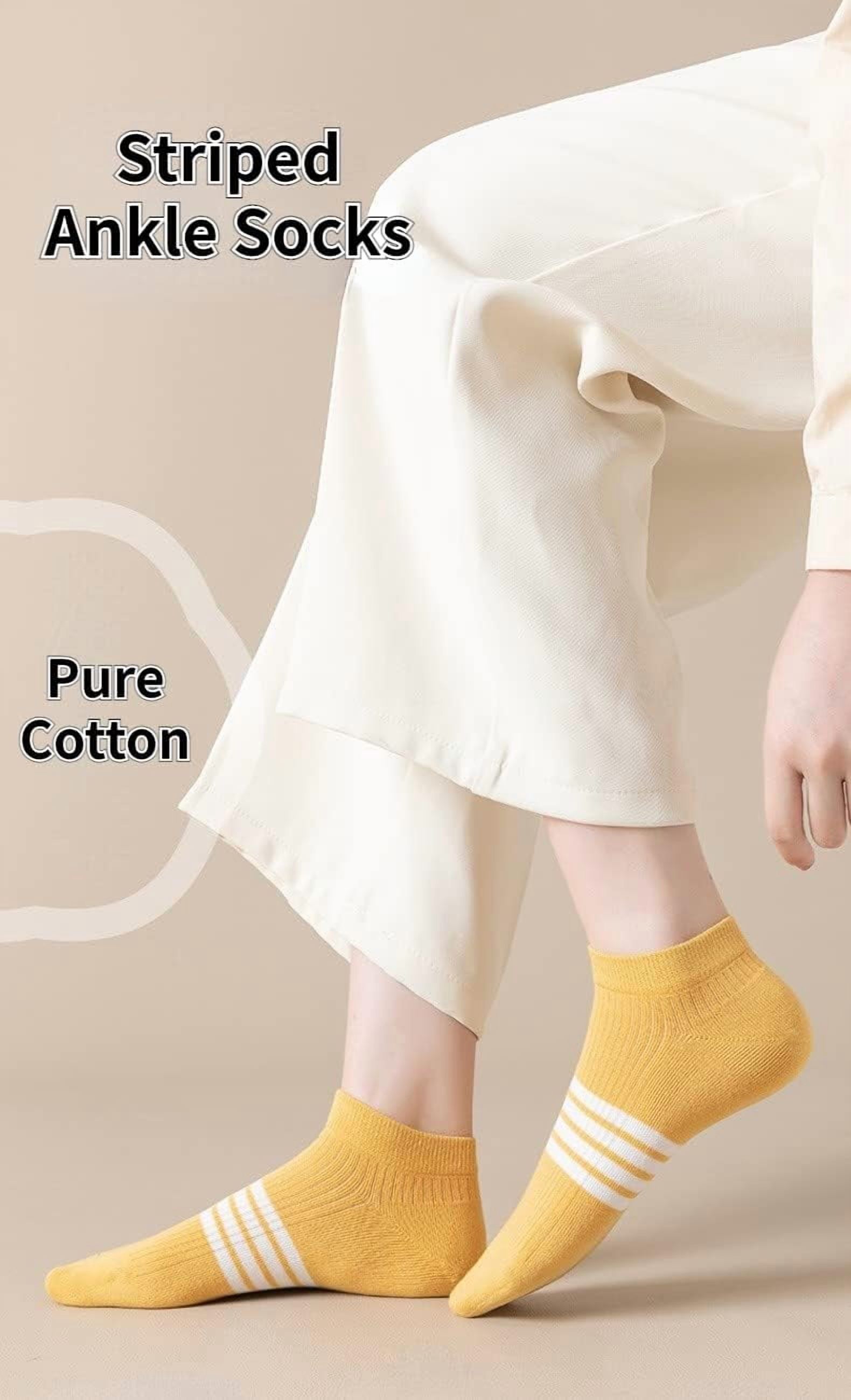 CoCozhu 10/20 Pairs Striped Combed Cotton Socks For Women Girls Non-pilling Moisture-wicking Ankle Socks