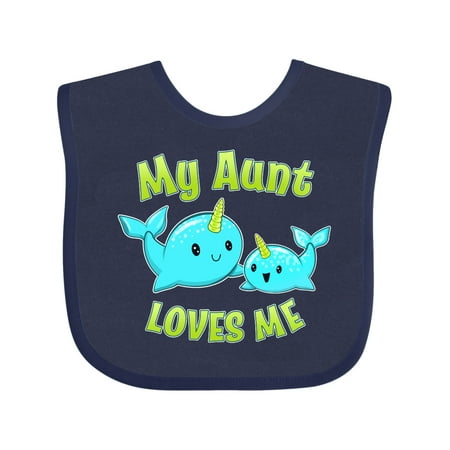 

Inktastic My Aunt Loves Me- Cute Narwhal Gift Baby Boy or Baby Girl Bib