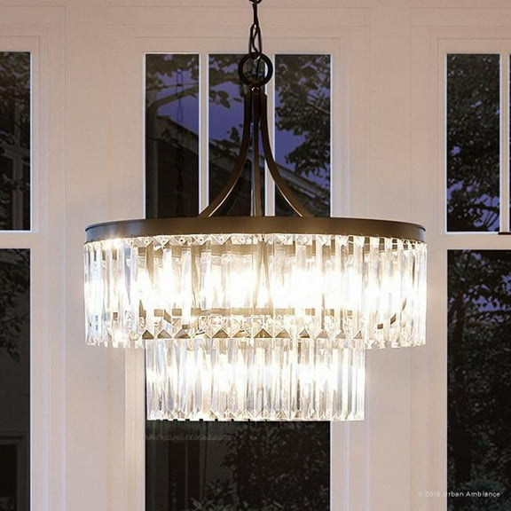 Urban Ambiance Luxury Luxury Pendant, Size: 23-7/8"H x 22-1/4"W, with Transitional Style Elements, Olde Bronze Finish and Clear Shade, UHP2462