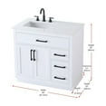 thumbnail image 2 of Elegant Kitchen and Bath Alden 36 Inch Single Bathroom Vanity In White, 2 of 13