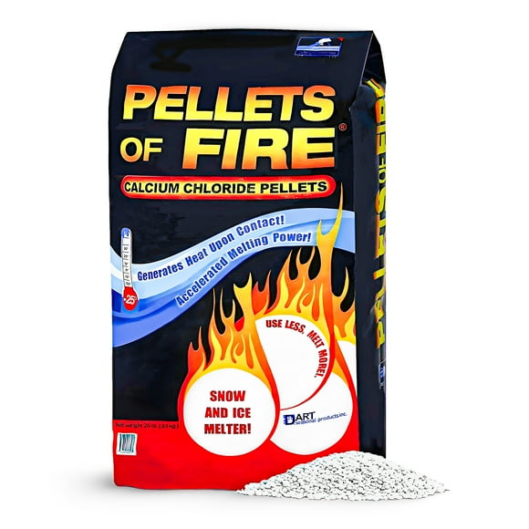 Snow Joe Pellets of Fire, Calcium Chloride Ice & Snow Melt Deicer for Driveway, 20 lb Bag