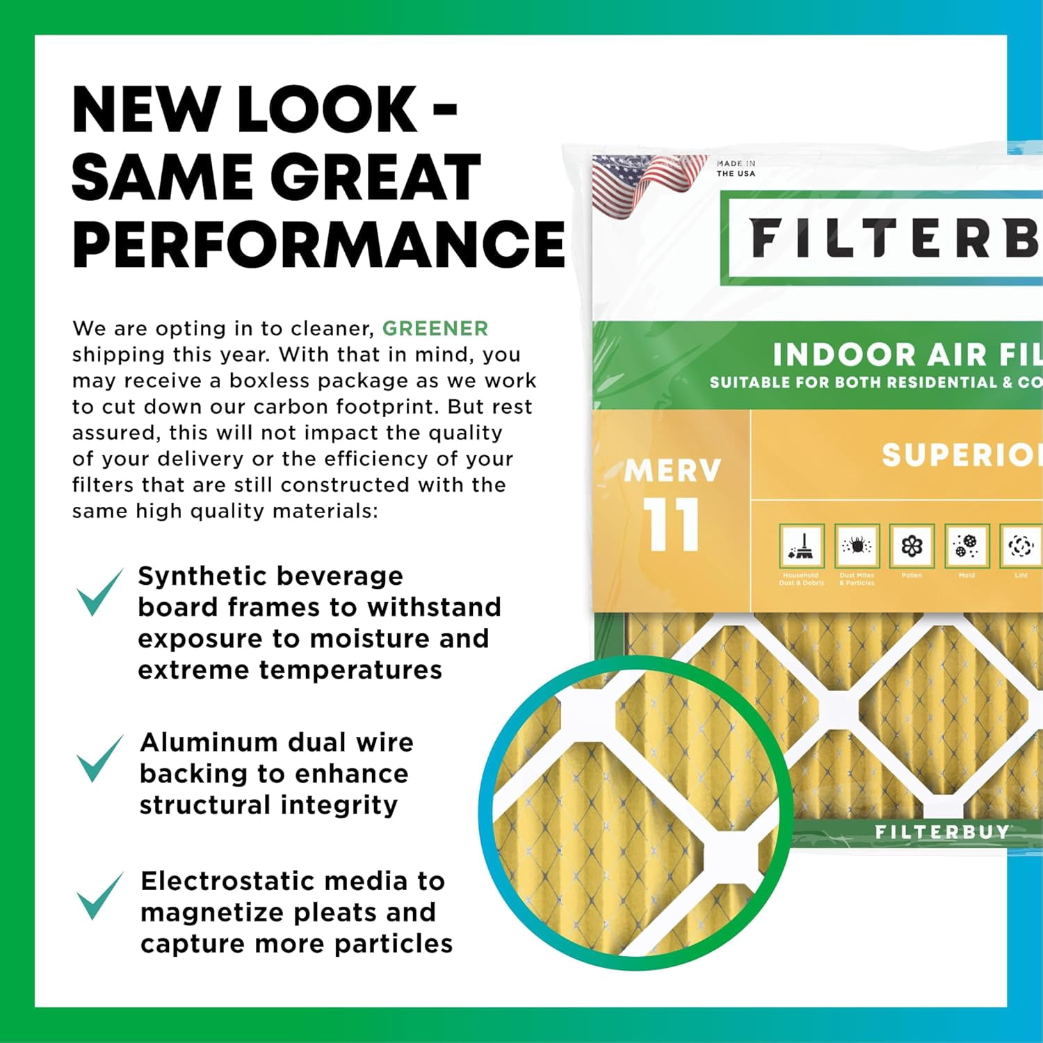 Filterbuy 16x25x1 Air Filter MERV 11 Allergy Defense, Pleated HVAC AC Furnace Filter Replacement, 4-Pack