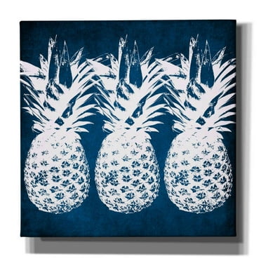 Epic Graffiti 'Indigo Pineapple' by Linda Woods, Canvas Wall Art, 26"x26"