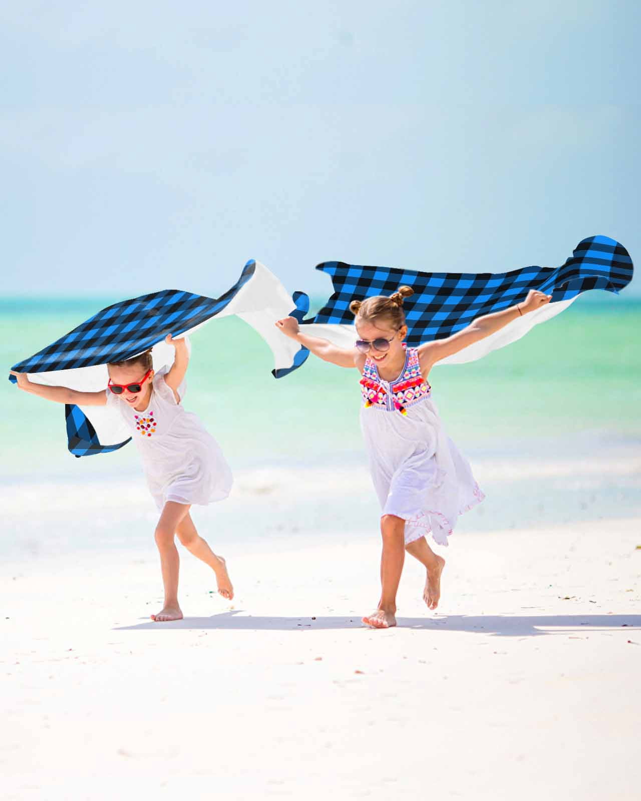 Black Blue Plaid Beach Towels Oversized Super Absorbent, Country Buffalo Checked Gingham Lightweight Bath Towel Quick Dry Sets For Bathroom/Pool/Rv Camping/Beach Play/Gym Room/Picnic 31"x62"