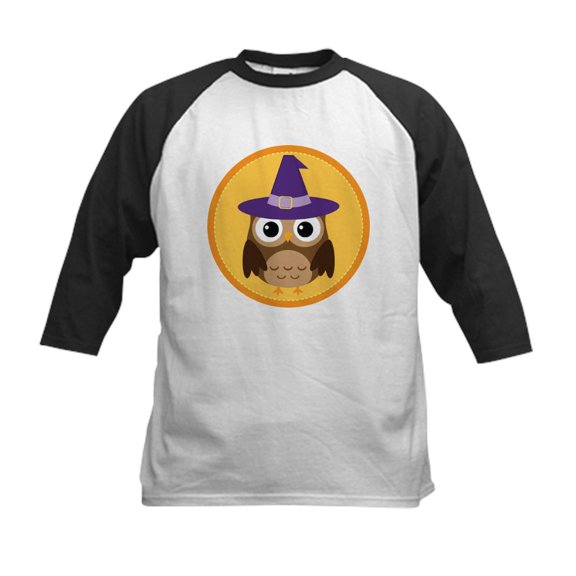 CafePress - Halloween Witch Owl Kids Baseball Jersey - Kids Cotton Baseball Jersey, 3/4 Sleeve Shirt