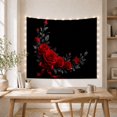 thumbnail image 5 of Red Rose Corner Garland on Black Background, Romantic Gothic Style for Flower Lovers, Floral Wall Art, Valentine's Day Gift, Tapestry Wall Hanging for Bedroom and Dorm, 5 of 7