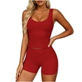 thumbnail image 4 of ZyeKqe 2 Piece Workout Sets for Women Square Neck Cropped Tank Tops Tight Gym Shorts Casual Sports Yoga Tracksuits, 4 of 8