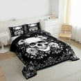 thumbnail image 3 of jejeloiu Spooky Gothic Bedding Comforter Set,Skull Flower Pattern Twin Comforter Sets,White Gray Black Bedding Set For Men Women,Super Cozy Room Decor Reversible,2pcs, 3 of 8