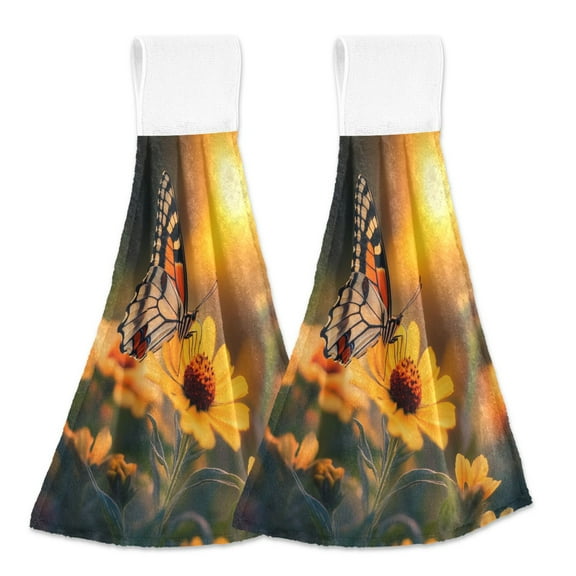 BZSMCE Hanging Hand Towels Fashion Bouquet Of Love Pattern 2-Pack - Velcro Style Bathroom Kitchen Towels