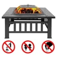 thumbnail image 5 of 32'' Square Fire Pit, Portable Courtyard Metal Fire Bowl with Accessories, Wood-burning Brazier Fireplace with Spark Screen Lid, Poker and Wood Grate, for Garden, Backyard, Camping, 5 of 9