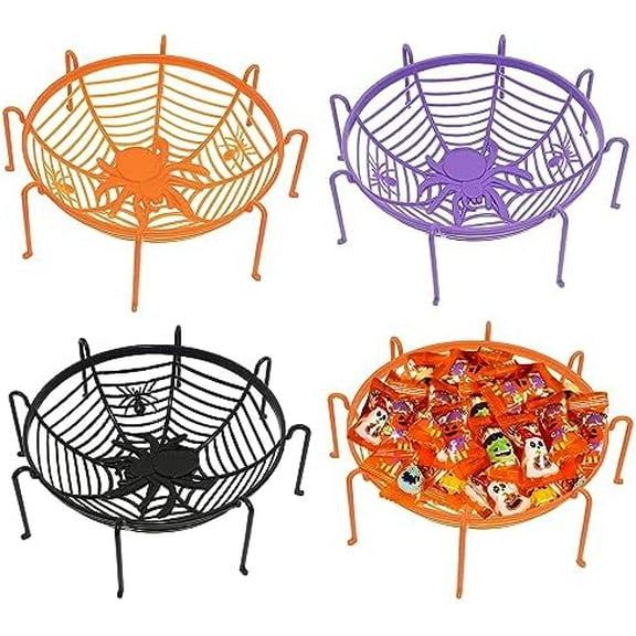 3 Pack Spider Halloween Candy Bowl - Trick or Treat Serving Bowls, Premium Plastic Candy Dish for Porch