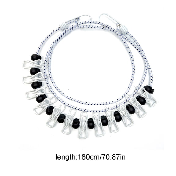 Rkxzt Plastic Clothesline Retractable Clothesline with 12 Clips Windproof Travel Drying Rope 70.87in Stainless Steel Hooks Storage