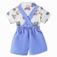 thumbnail image 4 of HCNTES Infant Baby Boy Outfits Dress Clothes Bowtie Tractor Romper Shirts Suspender Shorts Overalls Set Summer Suit, 4 of 9