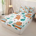 thumbnail image 2 of Erosebridal Cute Tropical Monstera Zipper Queen Comforter Set with Fitted Sheet and 2 Pillowcases,Cute Capybara Palm Leaf Zipper Bedding Set For Girls,Colorful Stars Reversible,4-Piece, 2 of 7