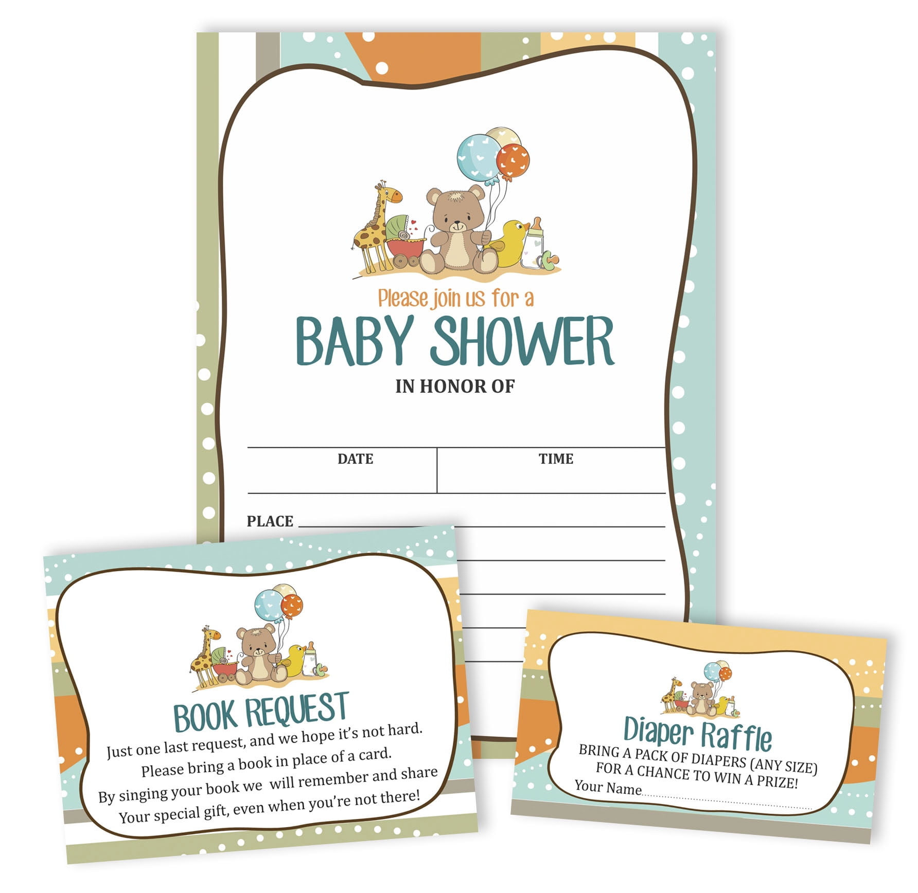 Inkdotpot Set Of 30Jungle Animals Baby Shower Invitations-Diaper Raffle Tickets And Baby Shower Book Request Cards Gender Neutral Invites Its A Boy Its A Girl