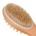 thumbnail image 2 of Long-handled wooden bath brush with soft bristles for deep cleansing and fatigue relief. Double-sided back and shower brush., 2 of 4