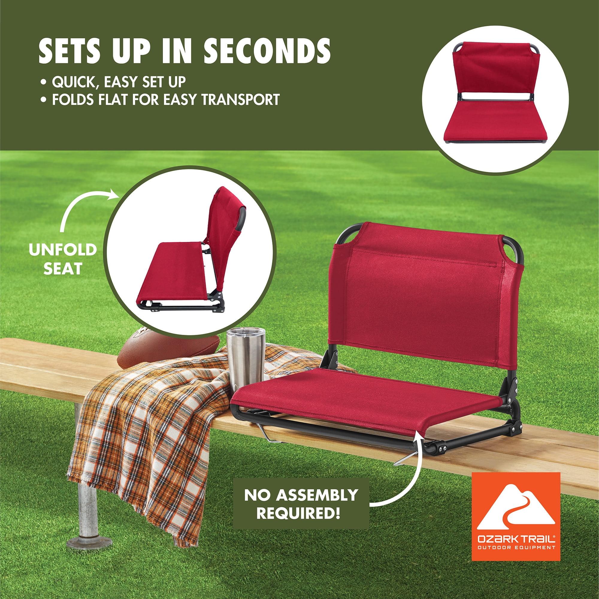 Ozark Trail Stadium Seat Dark Red
