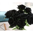 thumbnail image 3 of Morttic Artificial Silk Rose Flower Bouquet Lifelike Fake Rose for Wedding Home Party Decoration Event Gift 10pcs (Black), 3 of 7