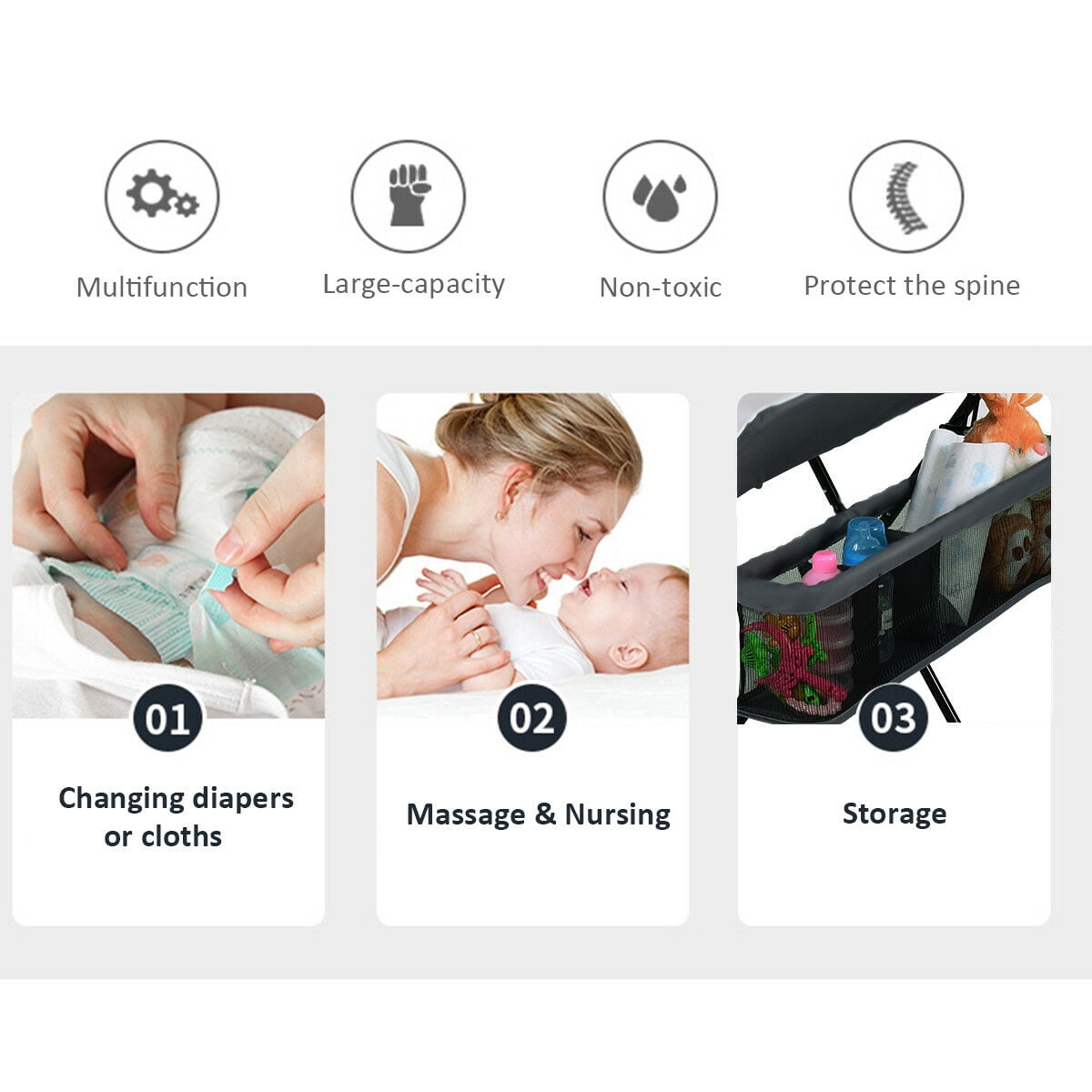 costway baby storage folding diaper changing table