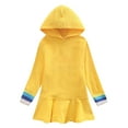 thumbnail image 3 of Loopsun 1-10 Years Girls Long Sleeve Hooded Solid Everyday Casual Dress Yellow, 5-6 Years, 3 of 5