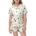 thumbnail image 2 of Girls Easter Pajamas Size 10 Button Down Pjs Comfy Short Sleeve Pjs Cartoon Bunny Happy Easter 2 Piece Pjs Clothes Set Gifts for Kids 10-11 Years, 2 of 5