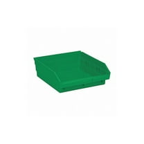 Economy shelf bin, 11-5/8"W x 11-1/8"D x 4"H, includes (7) divider slots, rear hanglock, molded-in label holder, polypropylene, green, Made in USA , (Pack of 8)