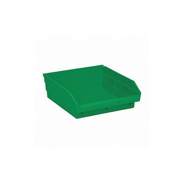 Economy shelf bin, 11-5/8"W x 11-1/8"D x 4"H, includes (7) divider slots, rear hanglock, molded-in label holder, polypropylene, green, Made in USA , (Pack of 8)