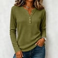 thumbnail image 2 of Women's Long Sleeve Waffle Knit Tops 2026 Fall Henley V Neck Shirts, XL, 2 of 8