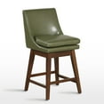 thumbnail image 4 of Soges Swivel Bar Stool with Cushion Set of 2, PU Leather Counter Height Bar Chair with Rubber Wood Legs, Green, 4 of 10