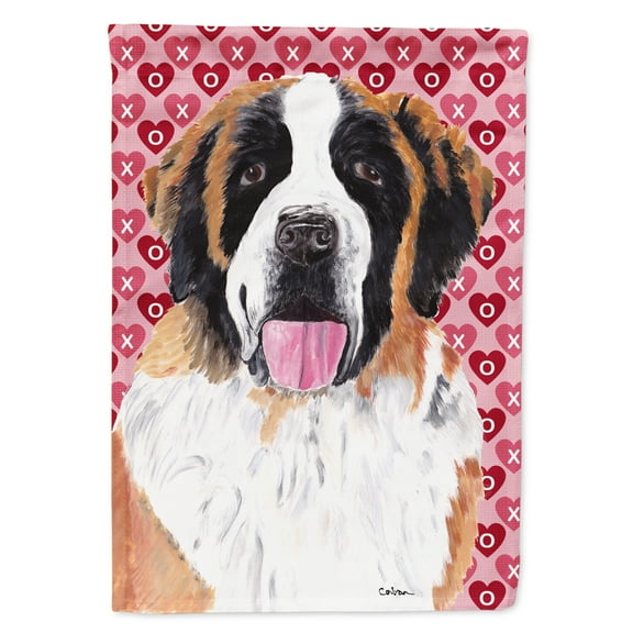 Carolines Treasures SC9257-FLAG-PARENT Saint Bernard Hearts Love and Valentines Day Portrait Flag multicolor