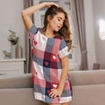 thumbnail image 3 of Kdxio Heart Plaid Pattern Womens Short Sleeve Sleepshirt Scoopneck Cute Nightdress Ruffle Comfy Nightgown, 3 of 6