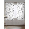 thumbnail image 5 of Gray Leaf Sheer Curtains 72 inches Long, Abstract Countryside Watercolor Botanical Light Filtering Sheer Window Curtains Rod Pocket Voile Drapes for Bedroom Living Room, 52"W x 72"L 2 Panels, 5 of 7