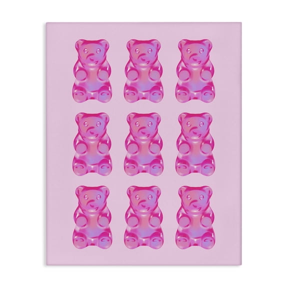 Stupell Industries Pink Candy Bears Food & Beverage Painting Wrapped Canvas Art Print Wall Art, 16 x 20