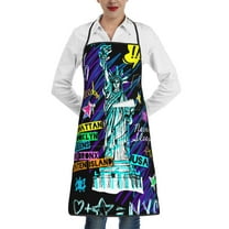 Disketp New York City Kitchen Apron with adjustable Aprons for Women with Pockets Cooking Powder Pink Apron