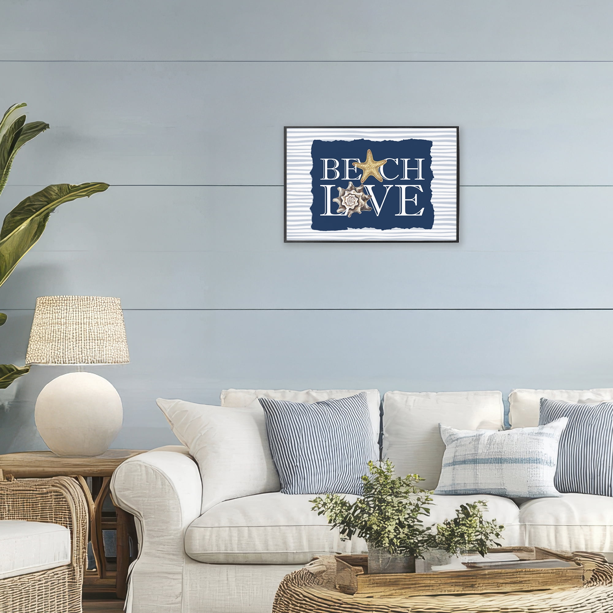 Stupell Industries Beach Love Seashells Black Framed Giclee Art, design by Kim Allen