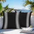 thumbnail image 5 of White Stripes Outdoor Pillow Covers Set of 2 Geometric Black Background Waterproof Throw Pillow Case Decorative Square Cushion Cover for Patio Couch Garden Balcony, 26"x26", 5 of 9