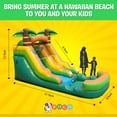 thumbnail image 3 of Pogo Bounce House Crossover Kids Inflatable Water Slide, Tropical With Blower, 12 ft, 3 of 9