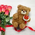 thumbnail image 5 of Brown Teddy Bear Plush Pillow with Red Bouquet, Cute Teddy Bear Stuffed Animal Gift for Girlfriend Boyfriend & Bosom Friend, Perfect for Christmas Valentine Birthday Wedding, 5 of 8